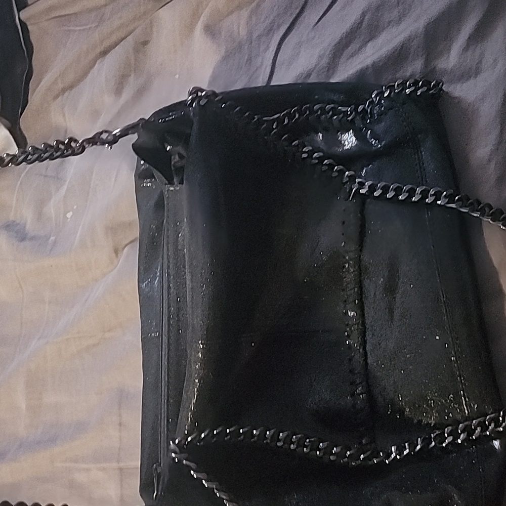 GENUINE LEATHER BORSE IN PELLE MADEStylish Black Chain-Embellished Women's Bag - Picture 4 of 4